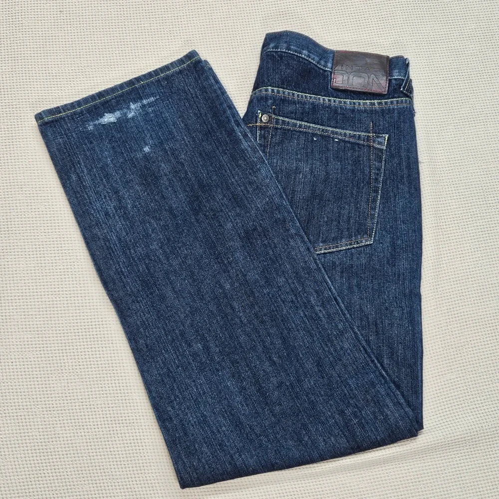 Vintage Don Baggy Jeans‎ Mens 34x32 Dark Wash Wide Leg Y2K Streetwear Distressed